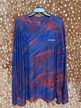 Magellan Outdoors Blue and Red Long Sleeve dri-fit Performance Shirt